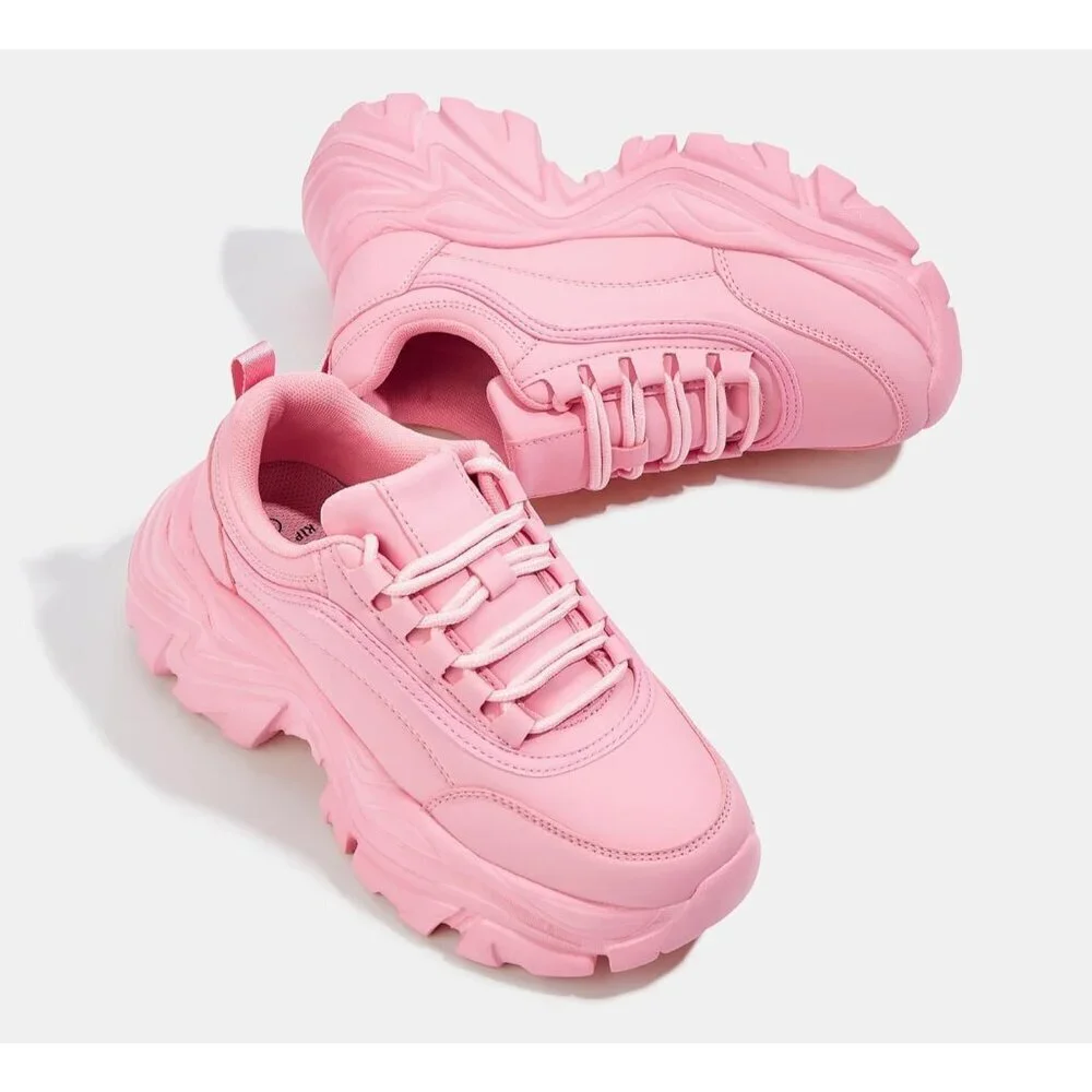 Women Leather Pink 2 Comfortable Wedge Walking Sport Sneakers Shoes